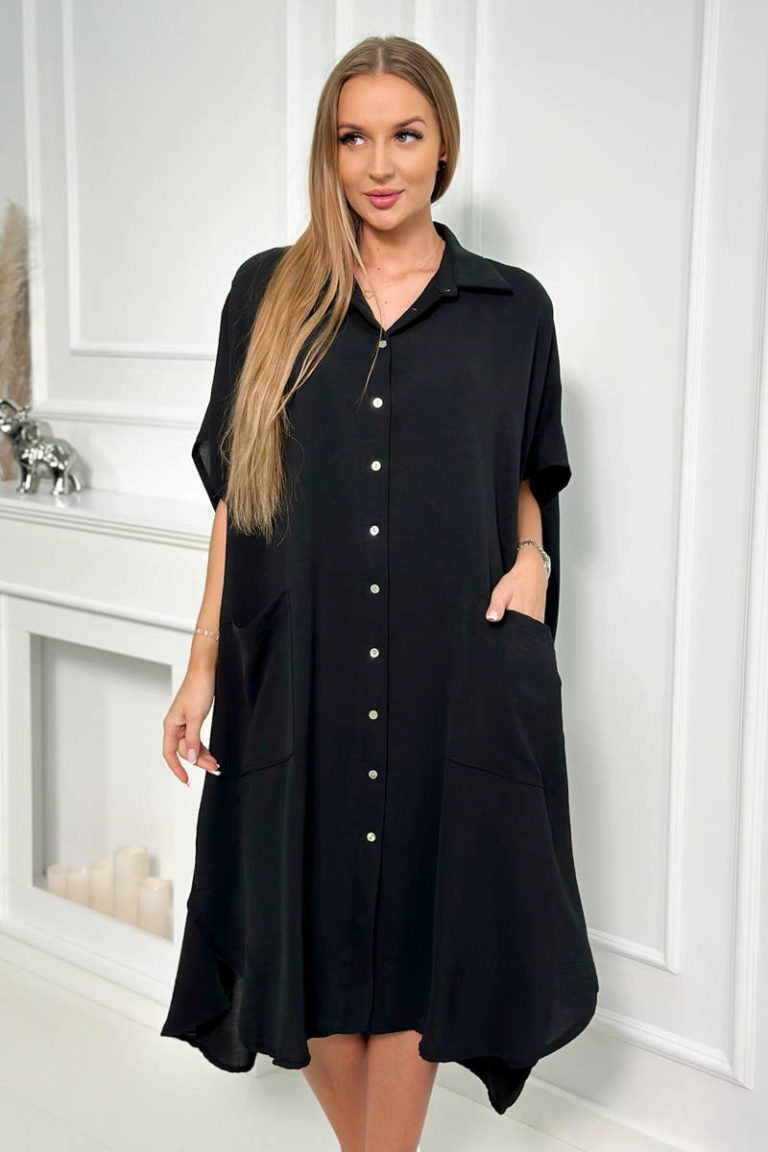 čierne oversize košeľové šaty