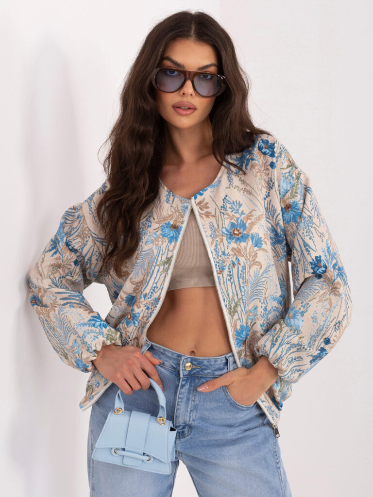 kvetovaná bomber bunda modrá