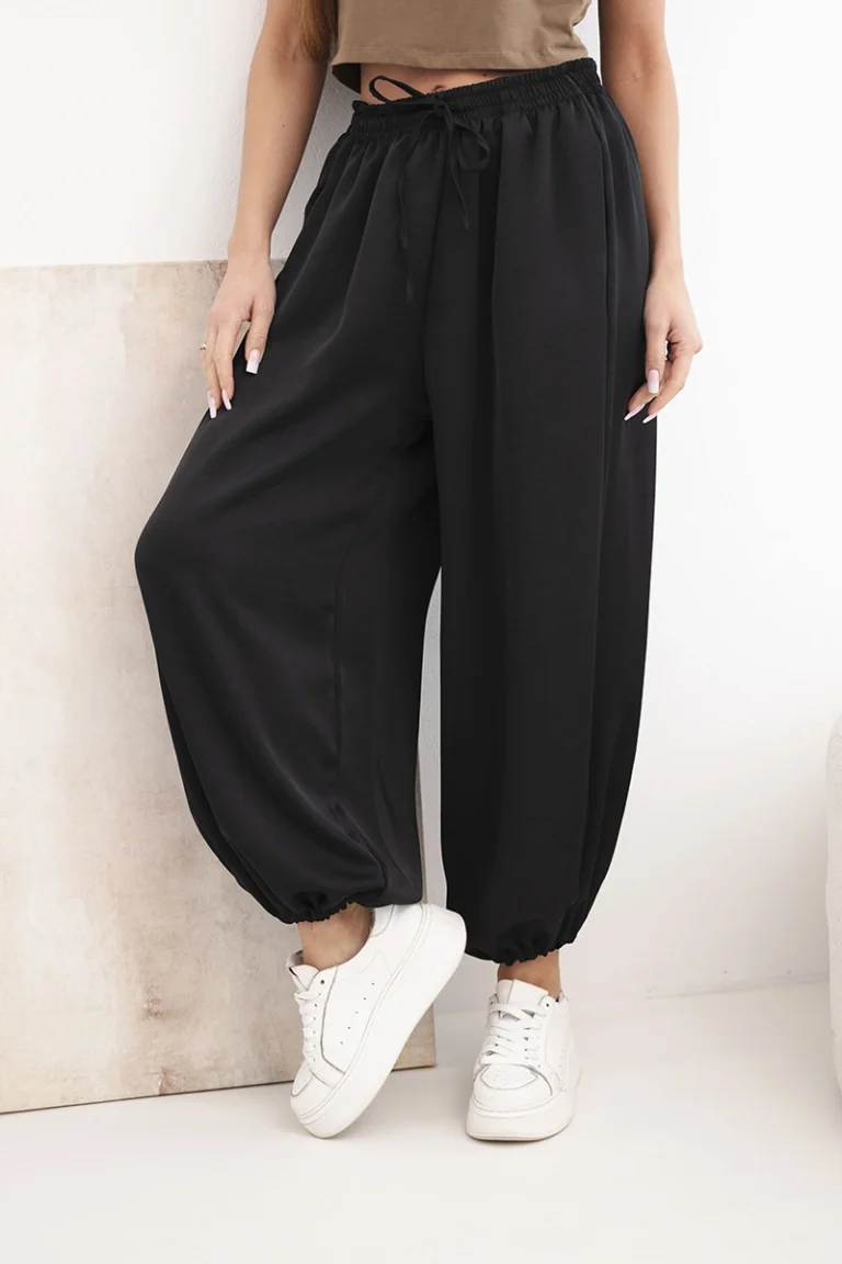 čierne široké nohavice aladinky