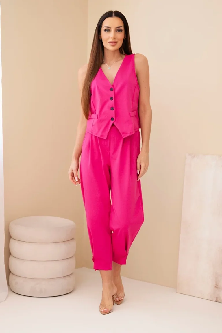 ružový komplet nohavice a vesta