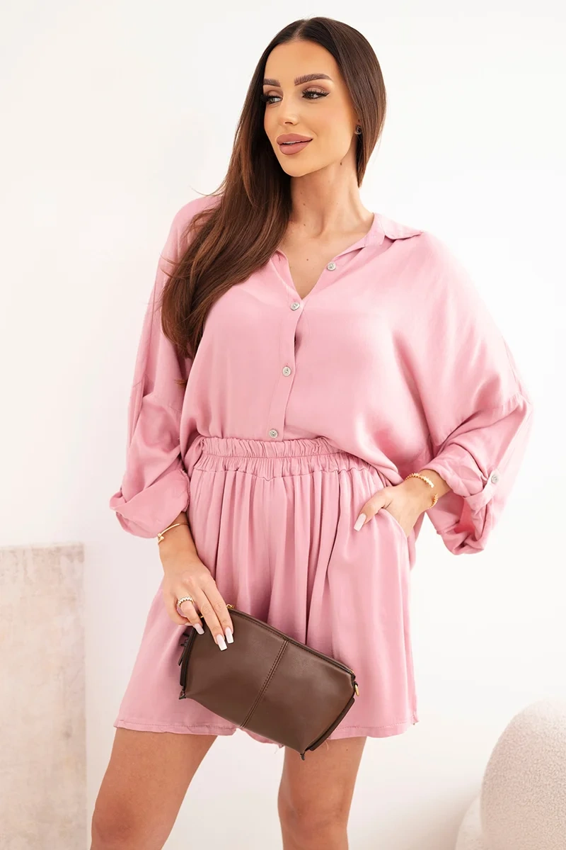 Letný komplet kraťasy a košeľa 3438 - ružová