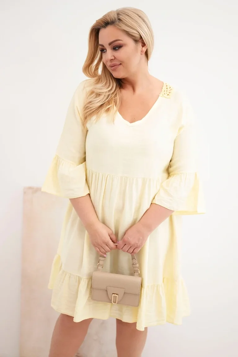 plus size žlté šaty krátke